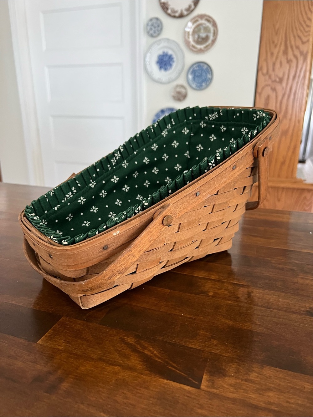 Longaberger, Vegetable Basket, Heritage Green Fabric Liner, 1985